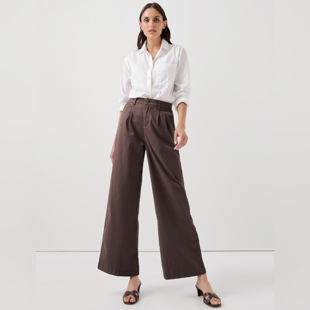 Pact Women's Carob Boulevard Brushed Twill Wide Leg Trouser XS